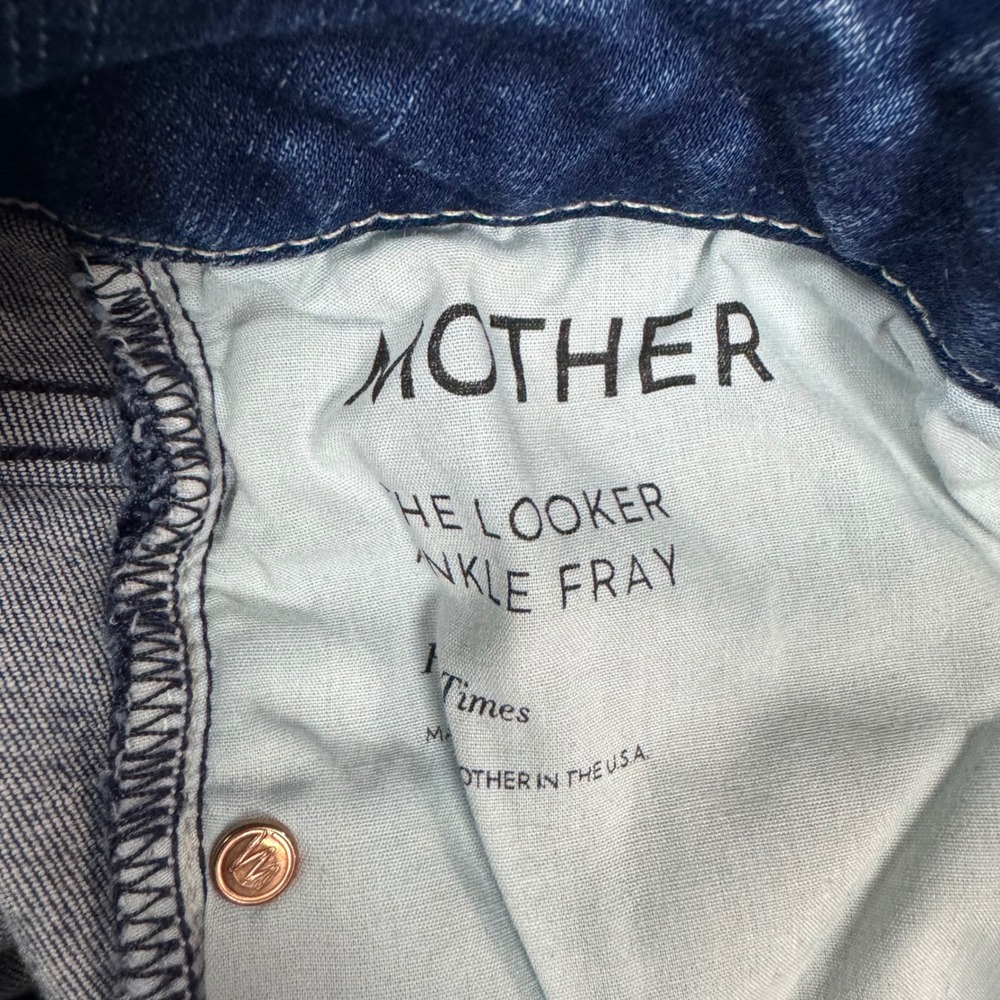 Mother The Looker Ankle Fray Jeans Fast Times Wash Blue Contemporary Sz 27 USA - Picture 5 of 11